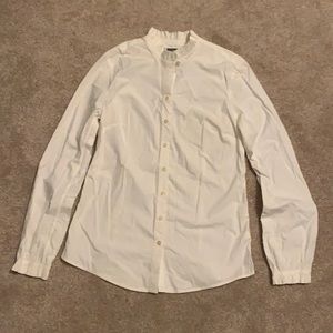 GAP Women White Ruffle Button-down Shirt Brand New